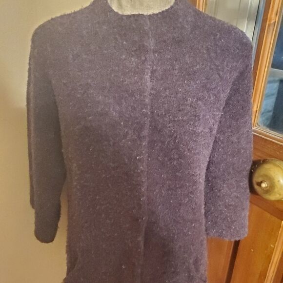 Eileen Fisher purple snap up wool sweater - Picture 1 of 5
